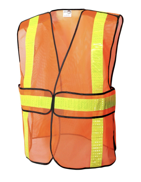 Jackfield Fluorescent Orange Mesh Safety Vest ~ 5-Point Velcro Tear Away Safety Design